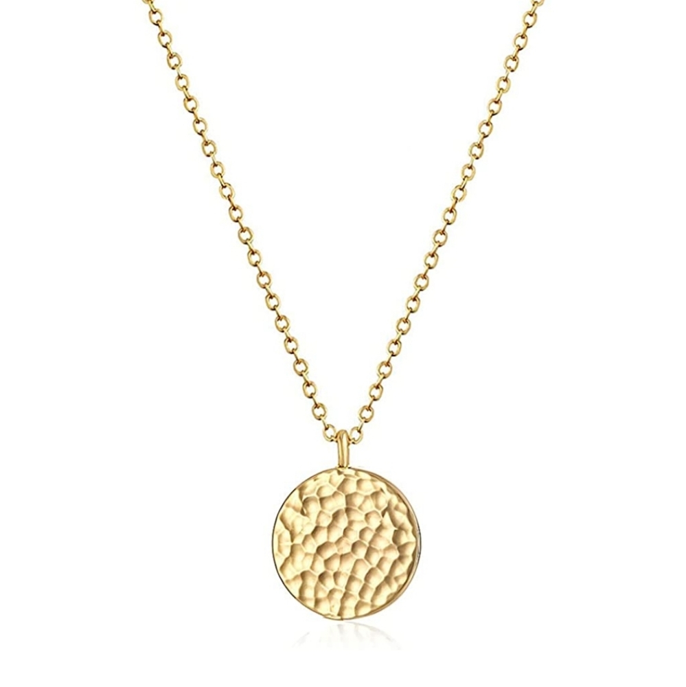 Dainty Hammered Coin Pendant Necklace